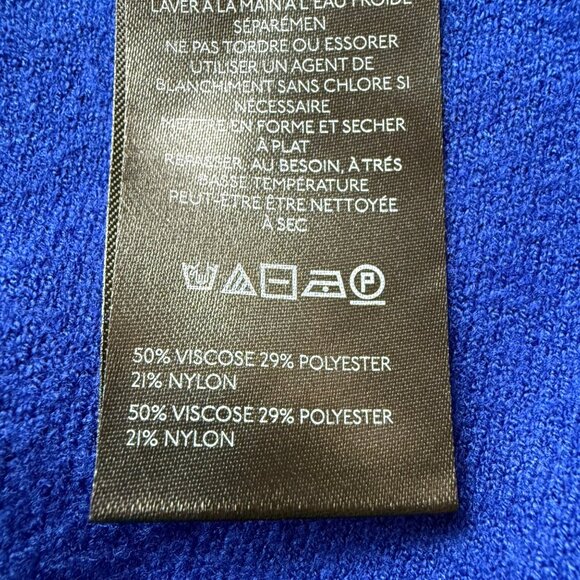 Anthropologie Size L Petite Blue Knit Long Sleeve Half Zip Sweater Mini Dress - Picture 10 of 16